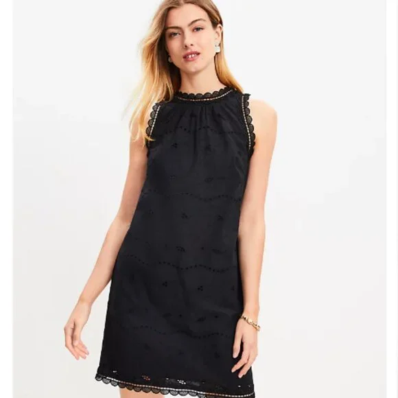 knee length dresses for ladies LIGHT BLUE LACE COLLARED SHIFT DRESS main image 0
